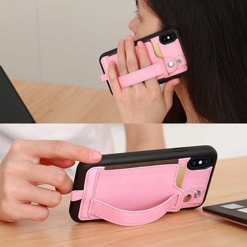 TOOVREN Phone Case for iPhone X/Xs Wallet Case Phone Lanyard Neck Strap for iPhone Xs / 10 Protective Case with Stand Leather PU Card Holder Adjus...